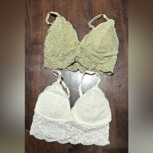 Streetwear Society Lace Bralette Duo in Cream and Tan